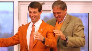 dabo swinney, bill d'andrea, orange jacket