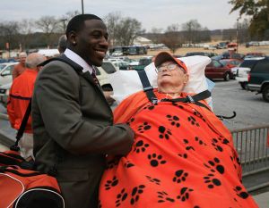 Dr. R.C. Edwards saw the football team off on Friday, November 28 as it boarded busses to head to the team hotel the Friday before the Tigers defeated South Carolina.