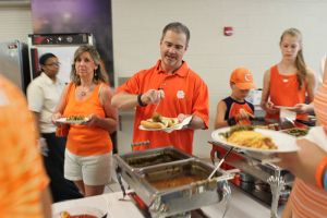 Clemson letterwinners gather at the Letterwinners Room before every home football game.