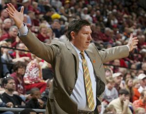 Clemson coach Brad Brownell reacts after a foul was called on his team late in the second half. (AP Photo/Phil Sears)