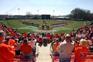 The Clemson baseball team opened the 2008 season Saturday, Feb 23 by sweeping Mercer in a doubleheader at Doug Kingsmore Stadium. The Tigers won the first game, 12-5, and the second one, 6-5. Photos courtesy Mark Crammer and The Orange & White.