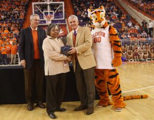 Gloria Scott (Accepting on behalf of her son, Edward Scott) - Clemson Men's Basketball 100th Anniversary Halftime Celebration