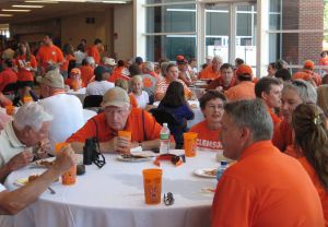 Clemson letterwinners gather at the Letterwinners Room before every home football game.