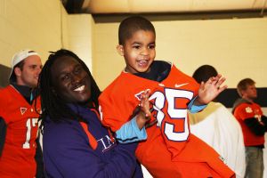 Members of the Clemson football team spent the morning of Monday, December 20 volunteering at Harvest Hope Food Bank in Greenville.
