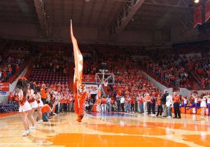 pregame team coming out of tunnel tiger flag