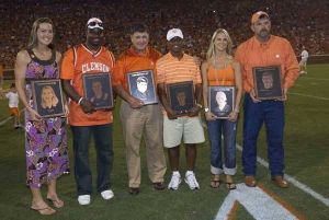 The 2009 Clemson Hall of Fame Class: Jodi Steffes Welp, Grayson Marshall, Chuck Kriese, Jean Desdunes, Sheri Bueter and Rob Bodine
