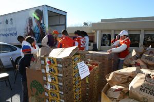 Members of the Clemson football team spent the morning of Monday, December 20 volunteering at Harvest Hope Food Bank in Greenville.