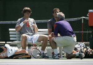 Head Coach Chuck McCuen with Moritz Dettinger and Juan Bolona