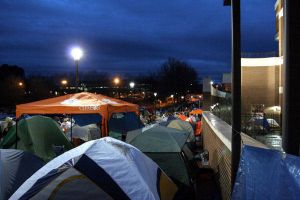 tents - students waiting for MBB tickets