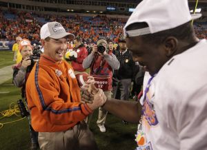 Head Coach Dabo Swinney and Brandon Thompson