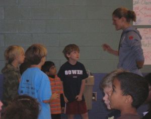 Members of the Solid Orange Squad visited Sara Collins Elementary School on Thursday, November 5, 2009.