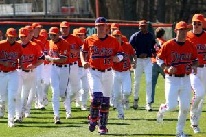 The Clemson baseball team opened the 2008 season Saturday, Feb 23 by sweeping Mercer in a doubleheader at Doug Kingsmore Stadium. The Tigers won the first game, 12-5, and the second one, 6-5. Photos courtesy Mark Crammer and The Orange & White.