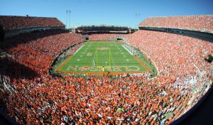 field during game from top of scoreboard