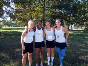Ryan Greene, Brittany Robinson, Kathryn Wait, Meg Bendik before entering the mud