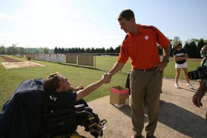 Several Clemson student-athletes and staff members helped out at the 2009 Oconee & Pickens County Special Olympics Spring Games which were held at Clemson's Outdoor Track & Field Complex on Friday, April 24.