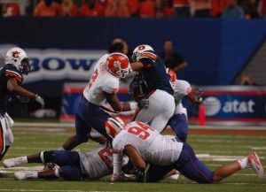 DeAndre McDaniel, Phillip Merling and Michael Hamlin