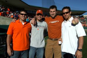The Clemson baseball team opened the 2008 season Saturday, Feb 23 by sweeping Mercer in a doubleheader at Doug Kingsmore Stadium. The Tigers won the first game, 12-5, and the second one, 6-5. Photos courtesy Mark Crammer and The Orange & White.