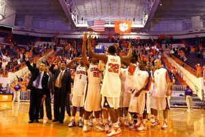 postgame celebration team huddle