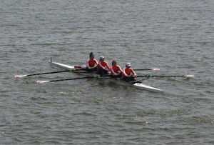 varsity four close up from front at George Washington Invitational