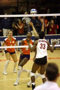 The Clemson volleyball team defeated Alabama 3-1 in the first round of the 2007 NCAA Volleyball Tournament at Jervey Gym.