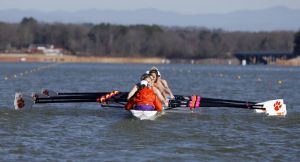 The Clemson rowing team took first place in all four races against Northeastern on Saturday morning on Lake Hartwell.