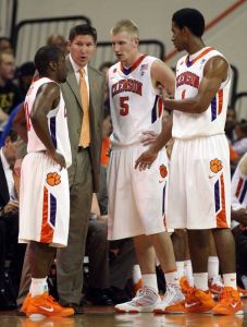 Head Coach Brad Brownell with Andre Young, Tanner Smith and Noel Johnson