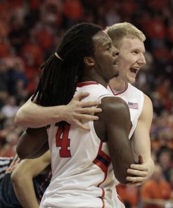 Rod Hall and Tanner Smith celebrate