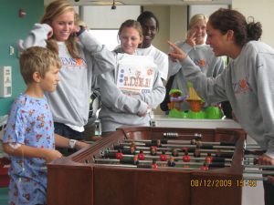The Tiger women's soccer team visited children at the Greenville Children's Hospital on Wednesday, August 12.