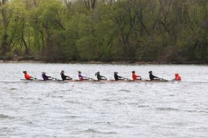 varsity eight close up at George Washington Invitational