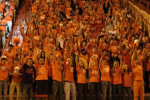 students cheer pregame