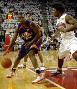 Trevor Booker takes to the paint against Bambale Osby (Photo by Zachary Hanby)