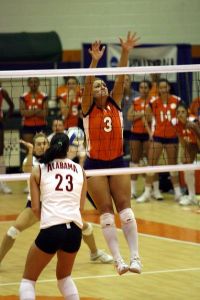 The Clemson volleyball team defeated Alabama 3-1 in the first round of the 2007 NCAA Volleyball Tournament at Jervey Gym.