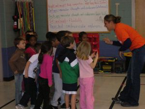 Members of the Solid Orange Squad visited Sara Collins Elementary School on Thursday, November 5, 2009.