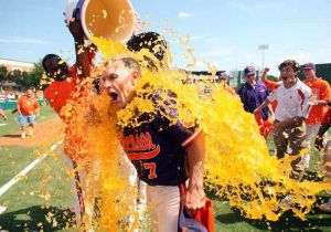 Head Coach Jack Leggett gatorade bath postgame celebrate