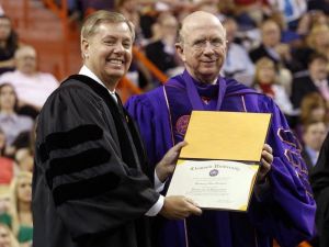 U.S. Senator Lindsey Graham received an honorary doctorate during the morning graduation ceremony.