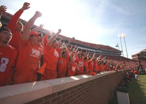 fans in stands crowd cheer