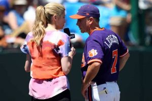 Head Coach Jack Leggett and ESPN Reporter Erin Andrews