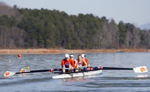 The Clemson rowing team took first place in all four races against Northeastern on Saturday morning on Lake Hartwell.