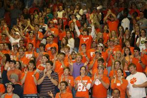 fans crowd stands cheer