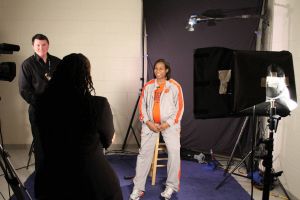 Itoro Coleman during interviews with the ACC Network at Greensboro Coliseum in prep for 2012 ACC Tournament on Feb. 29, 2012.