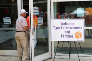 Clemson letterwinners gather at the Letterwinners Room before every home football game.