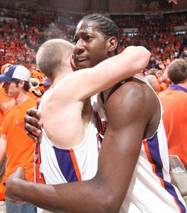 Terrence Oglesby and James Mays celebrate