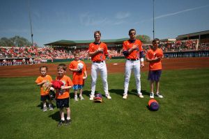 Kids on field during National Anthem