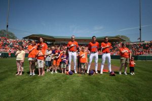 Kids on field during National Anthem