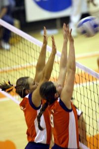 The Clemson volleyball team defeated Alabama 3-1 in the first round of the 2007 NCAA Volleyball Tournament at Jervey Gym.