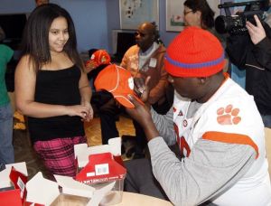 Members of the Clemson team and staff visited Levine Children's Hospital in Charlotte on Tuesday morning.