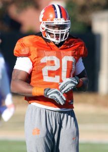 The Tigers practiced on the artificial surface at the Carolina Panthers practice facility on Tuesday afternoon.