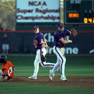 The Clemson baseball team opened the 2008 season Saturday, Feb 23 by sweeping Mercer in a doubleheader at Doug Kingsmore Stadium. The Tigers won the first game, 12-5, and the second one, 6-5. Photos courtesy Mark Crammer and The Orange & White.