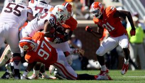 Malliciah Goodman, Grady Jarrett and Rashard Hall