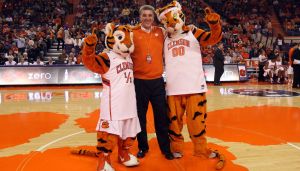 Clemson introduced new athletic director, Dan Radakovich, to fans during a timeout at Wednesday's game.